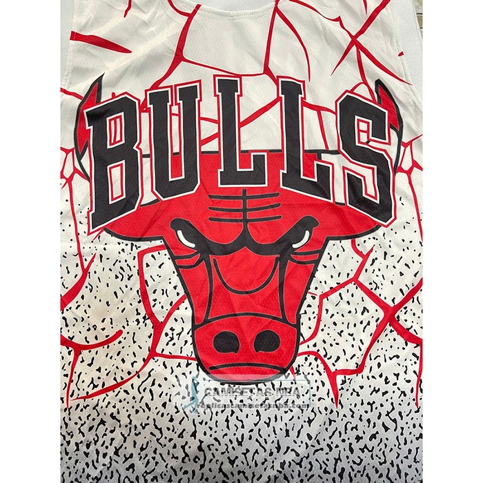 Camiseta Chicago Bulls Michael Jordan NO 23 Mitchell & Ness Blanco Rojo